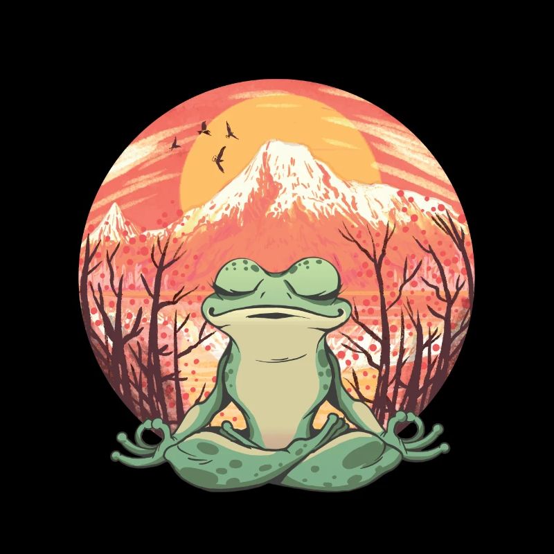 Retro Frog Yogy Natrur Meditation Relaxation