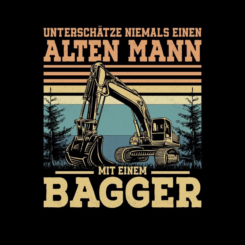 Alten Mann mit einem Bagger Baggerfahrer Bau