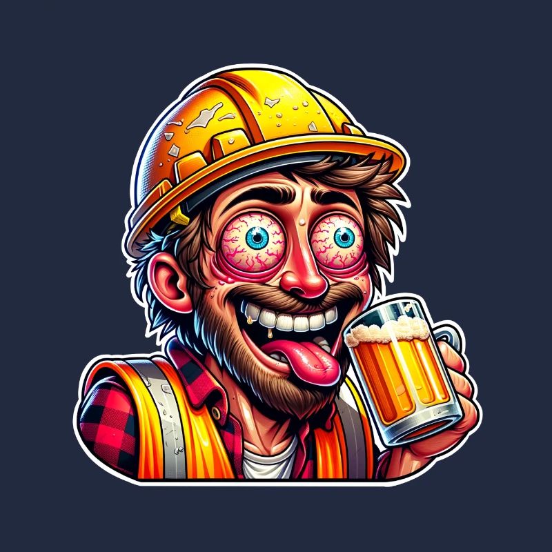Construction Worker Beer Drunk Funny