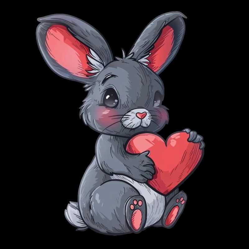 Mignon lapin tenant une illustration de coeur parfaite pour