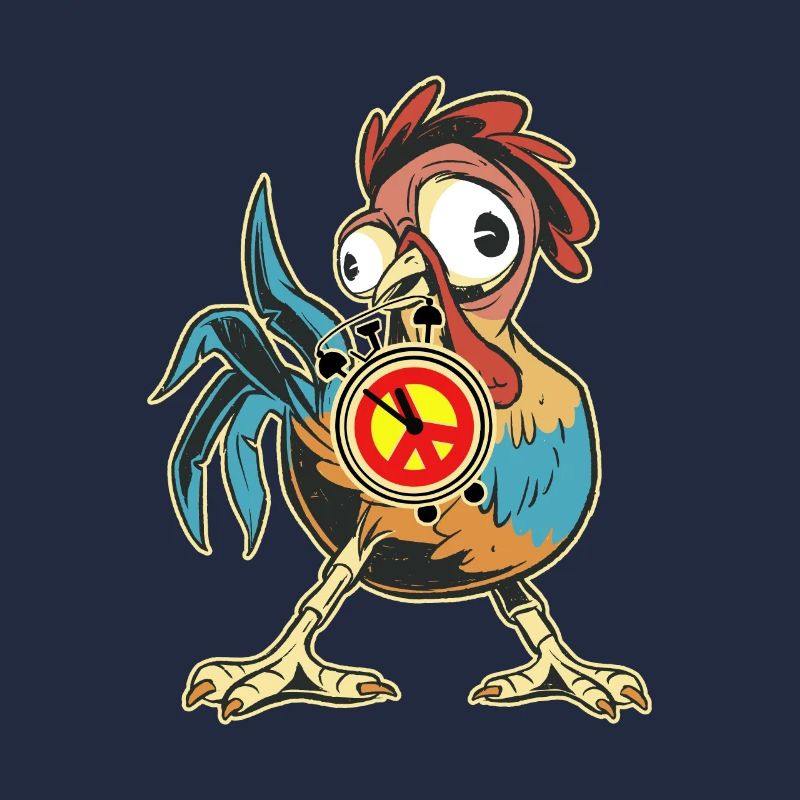 Huhn Hahn Peace Wecker Uhr Weltfrieden Frieden