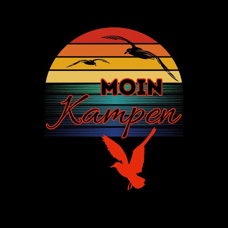 Moin Kampen avec mouette dans le style rétro-Sylt-Kampen