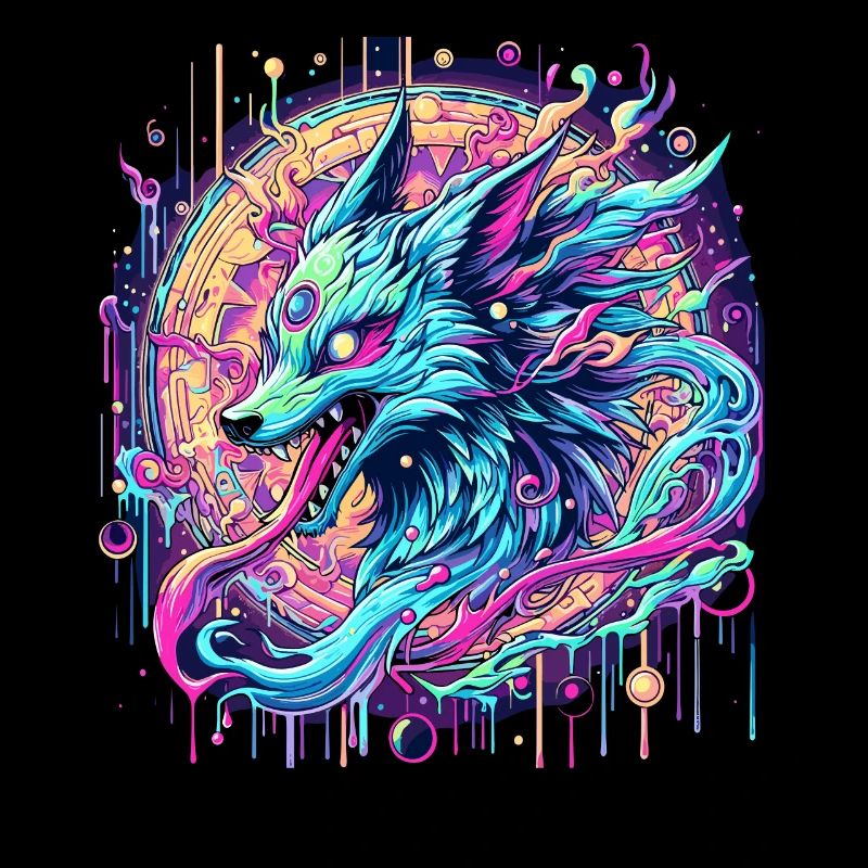 Psychedelische Fuchs Kopf Goa Kunst