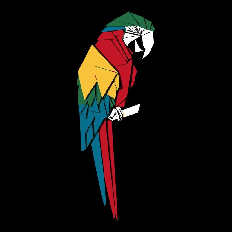 Origami Style Parrot Multicolored Geometric Artful