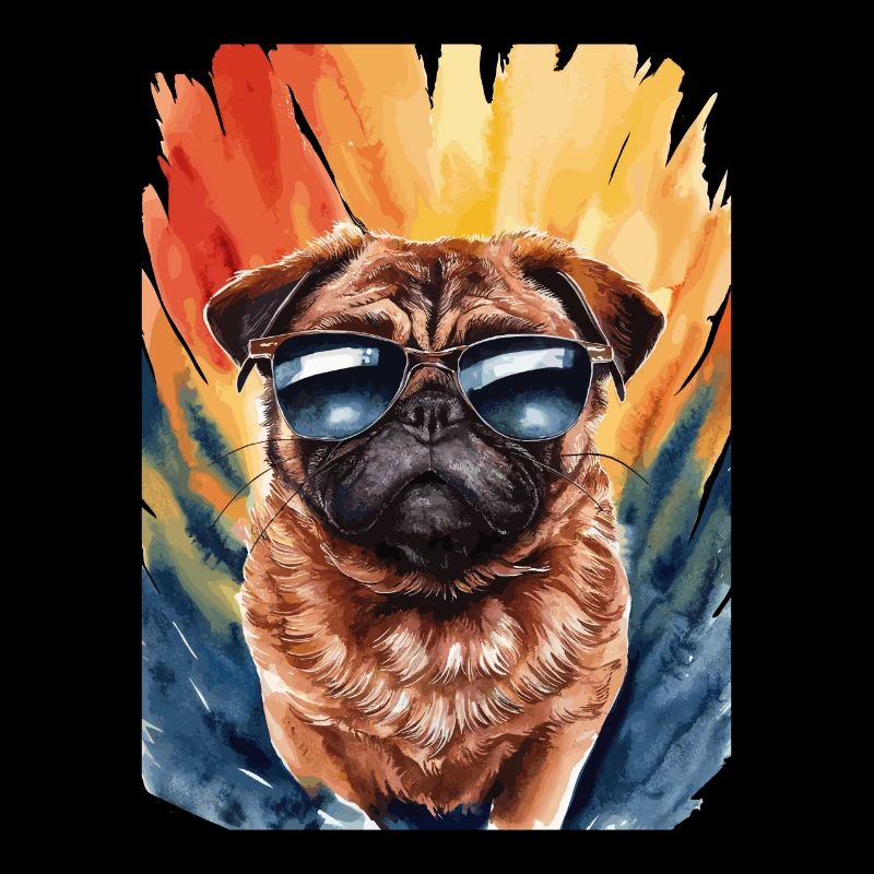 Cooler Mops Mit Sonnenbrille Vor Bunter Kulisse