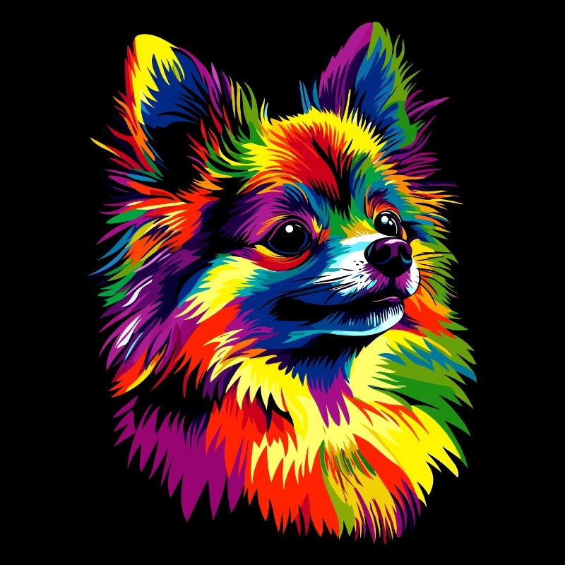 Zwergspitz Popart Pommeraner Bunter Pom Spitz Hund