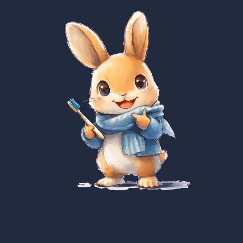 Rabbit with toothbrush