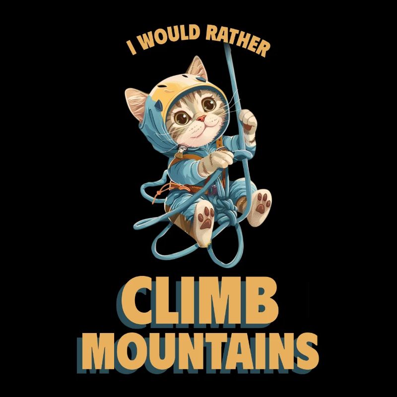 I would rather climb mountains Bergklettern Katze
