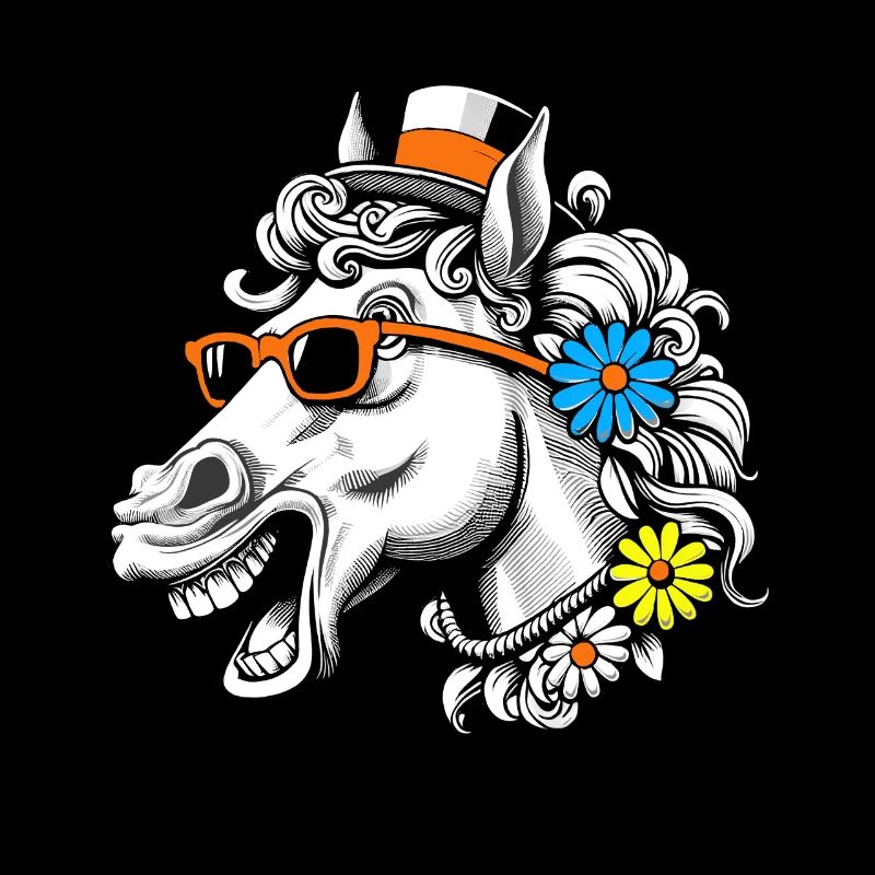 Hippie Pferd Pferde Pferdekopf lustig witzig