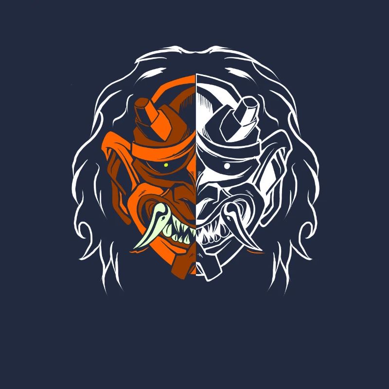 Dual Oni Dämon Maske Ninja Samurai