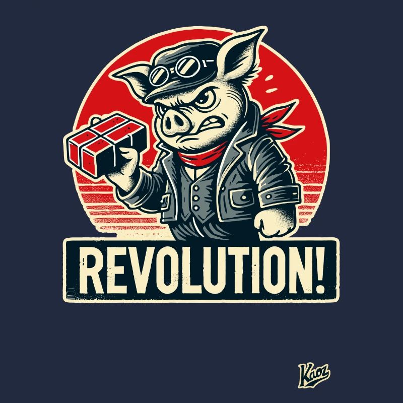 Rétro ouvrier cochon drôle révolution