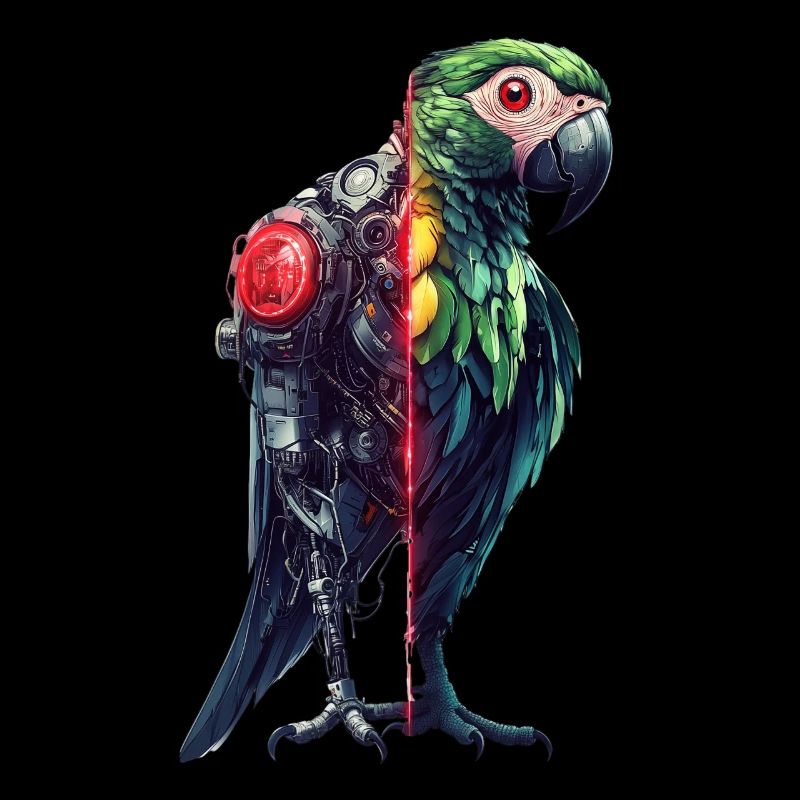 Funny Robot Art Parrot Cyborg Bird Parrot