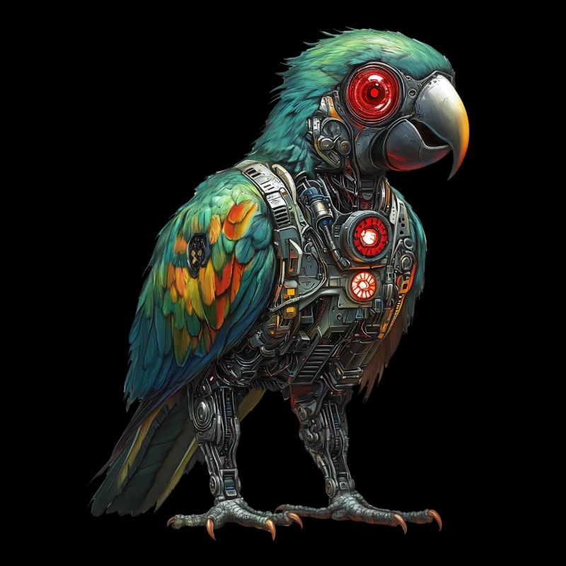 Funny Robot Art Parrot Cyborg Bird Parrot