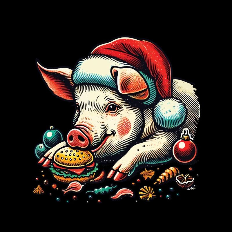 Cochon mangé de Noël avec burger