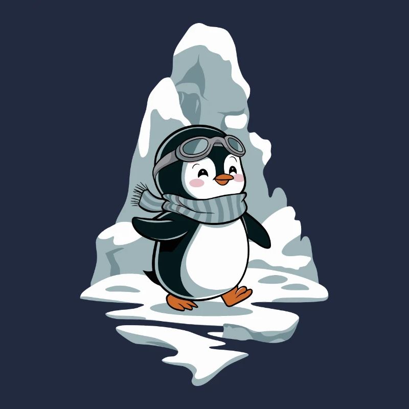 Pingouin joyeux avec écharpe et lunettes devant