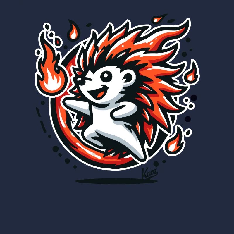 Hérisson chaud joyeux avec du feu