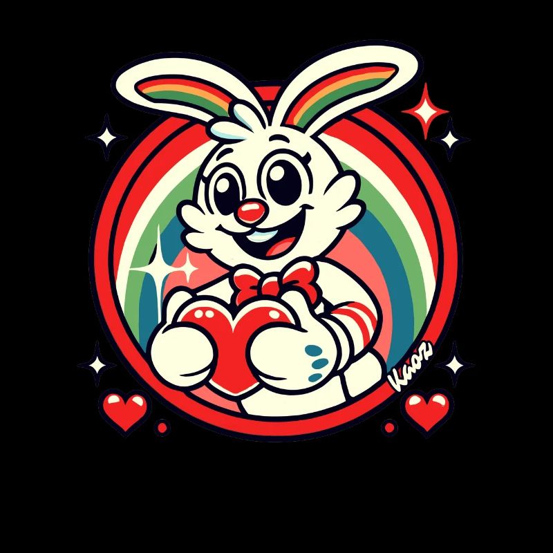 Lapin arc-en-ciel avec coeur