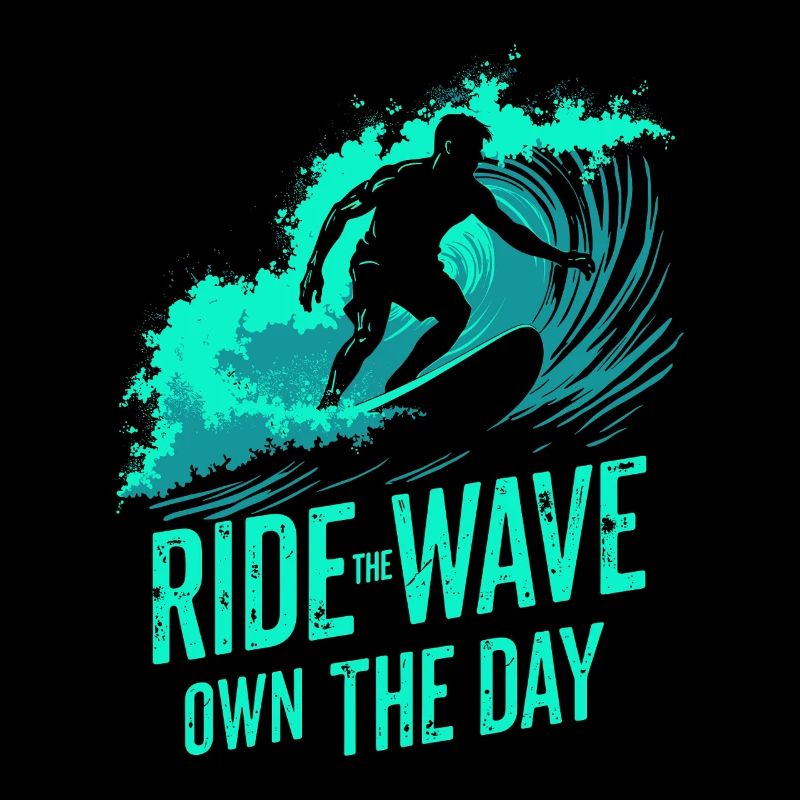 Surfer Ride the Wave – Own the Day Spruch