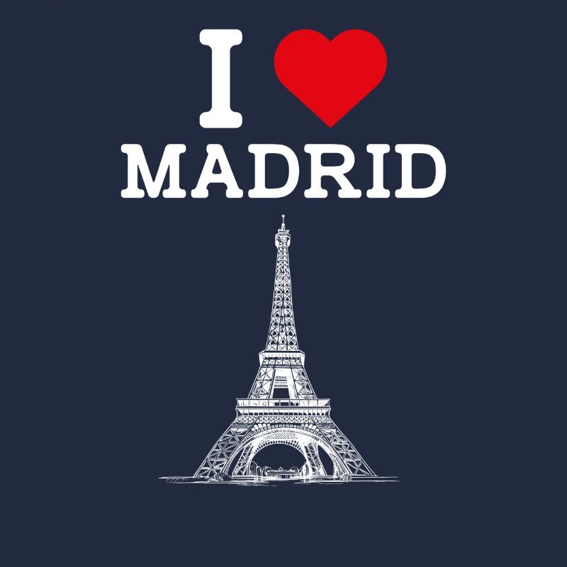 I Love Madrid Cool Heart Flag Spain Eiffel Tower
