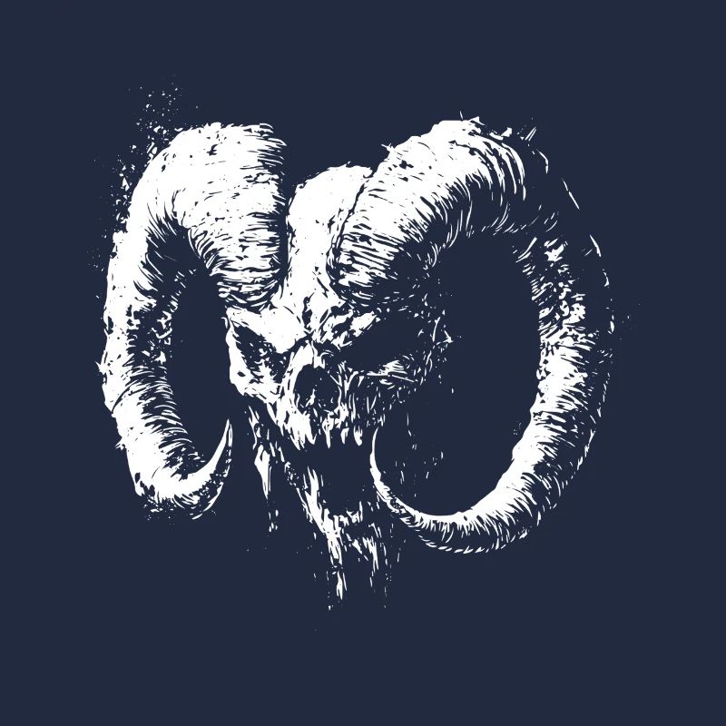 Dämonenschädel mit Widderhörnern – Dark Art
