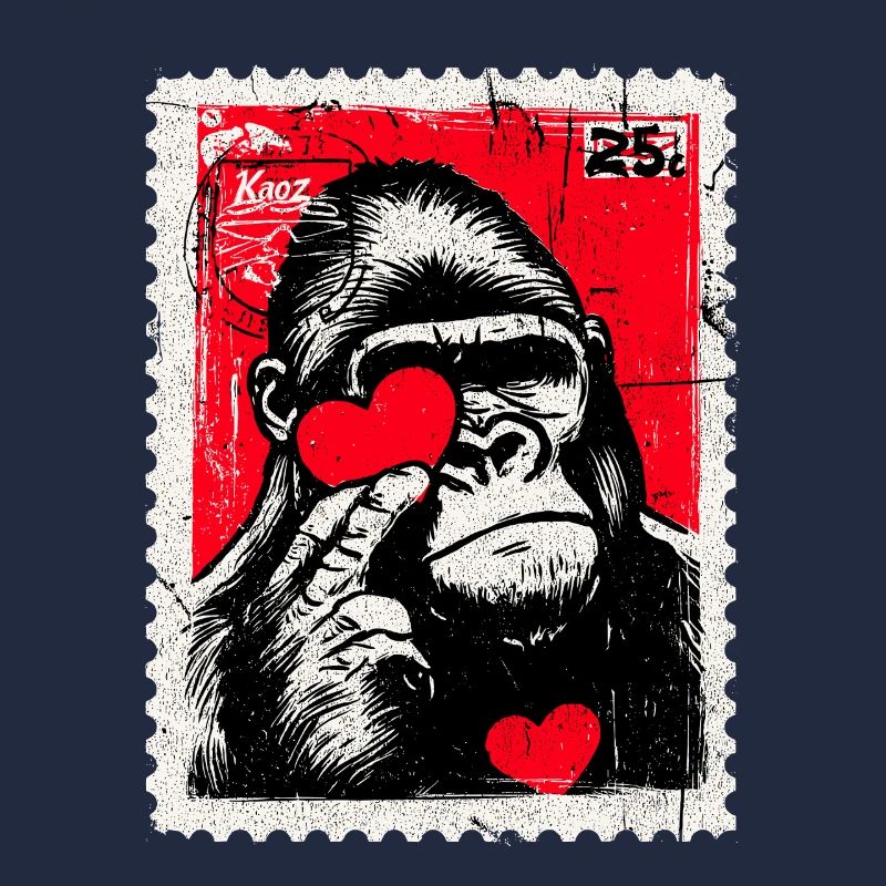 Gorilla mit Herz – Liebe als Briefmarke