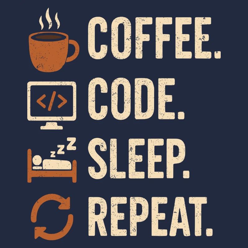 Geek-Coder-Routine – Kaffee, Code, Schlaf, mehr