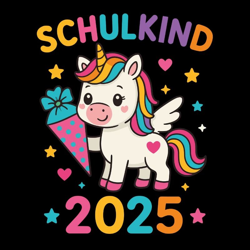 Schulkind 2025 Einhorn Schultüte