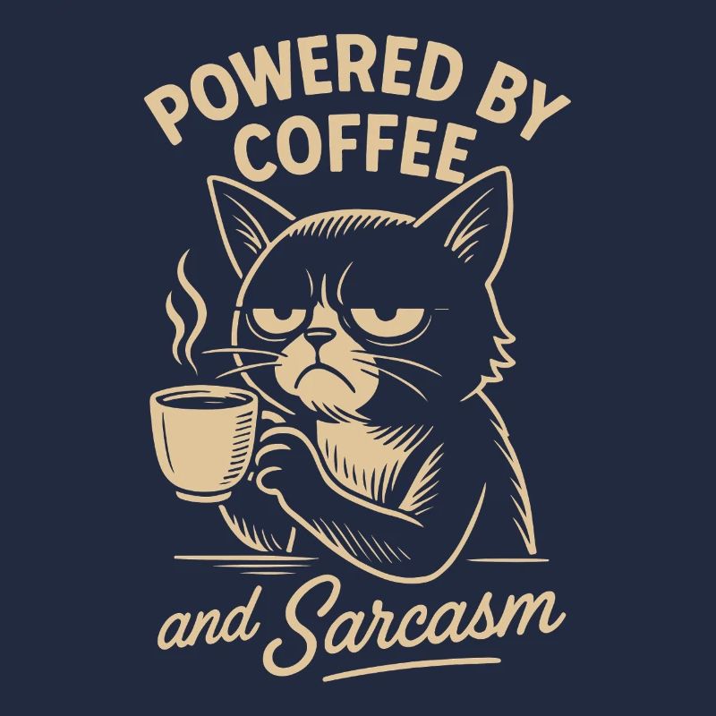 Angetrieben von Kaffee und Sarkasmus Katzendesign