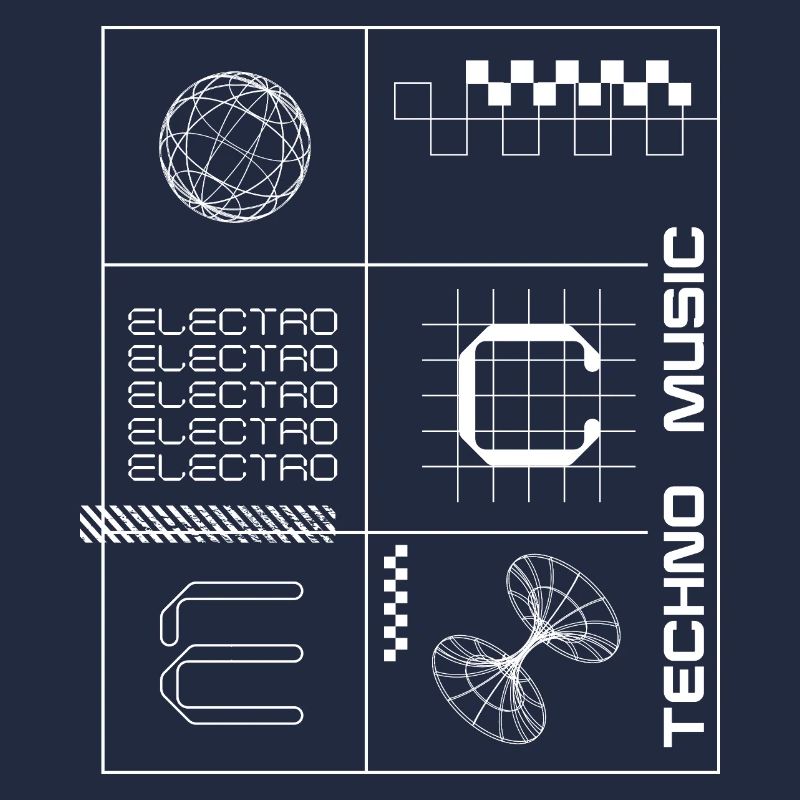 Affiche géométrique Elecotro Tech Grid Retro