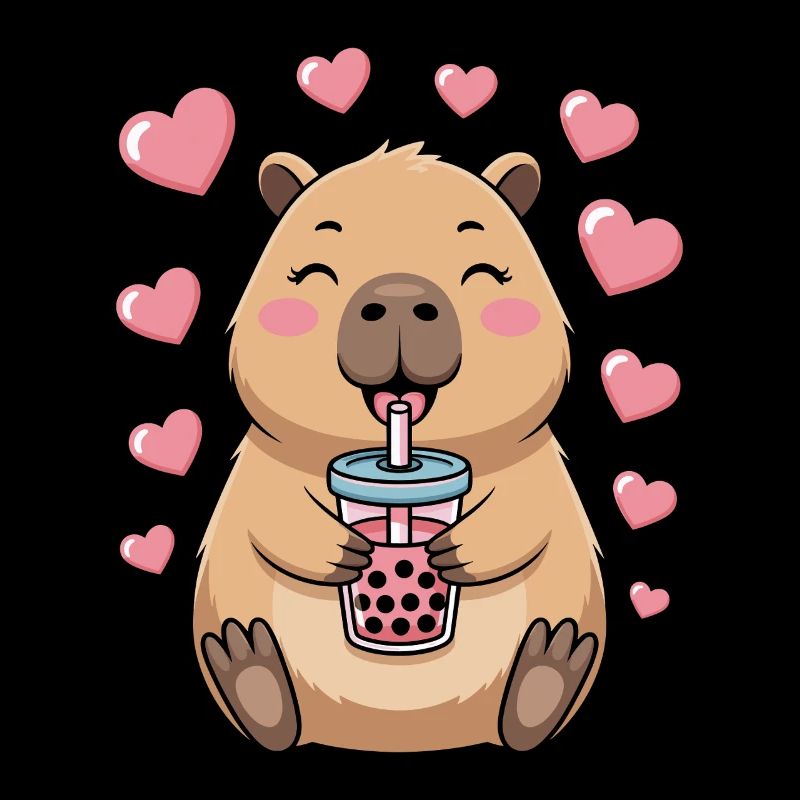 Kawaii Bubble Tee Capybara Boba Tee