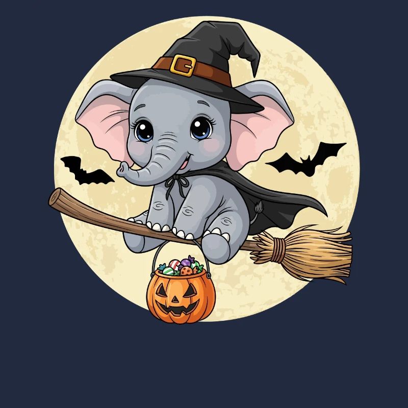 Mignon éléphant sorcière Halloween