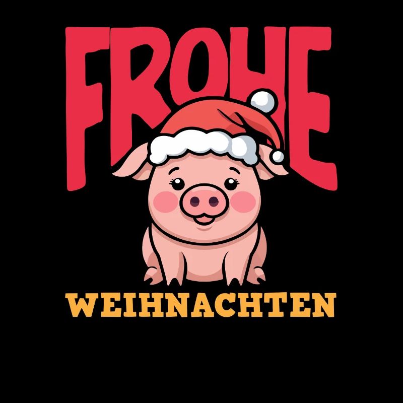 Cochon de Noël joyeux avec chapeau de Père Noël
