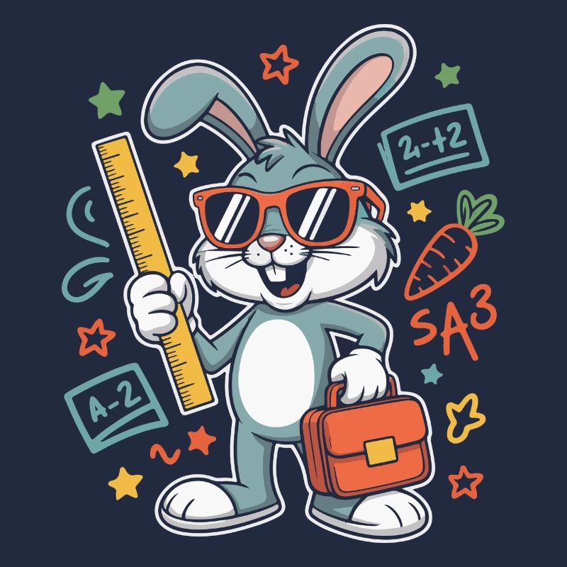 Learning bunny school adventure with glasses