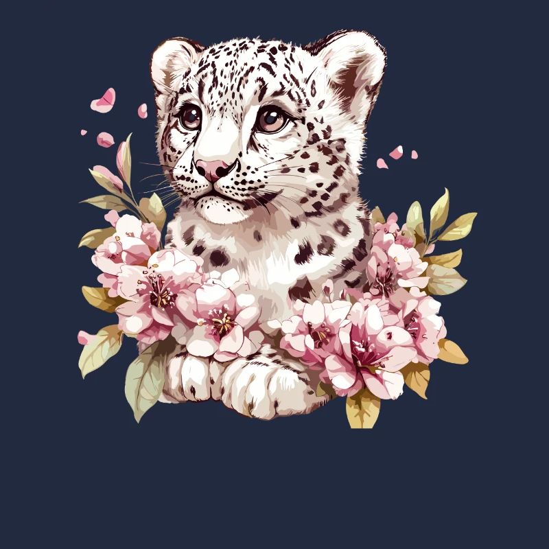 Petit léopard avec couronne de fleurs