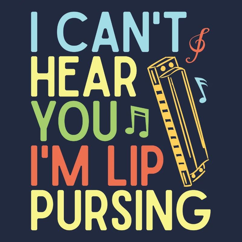 Funny Harmonica Player Lip Pursing Harmonica
