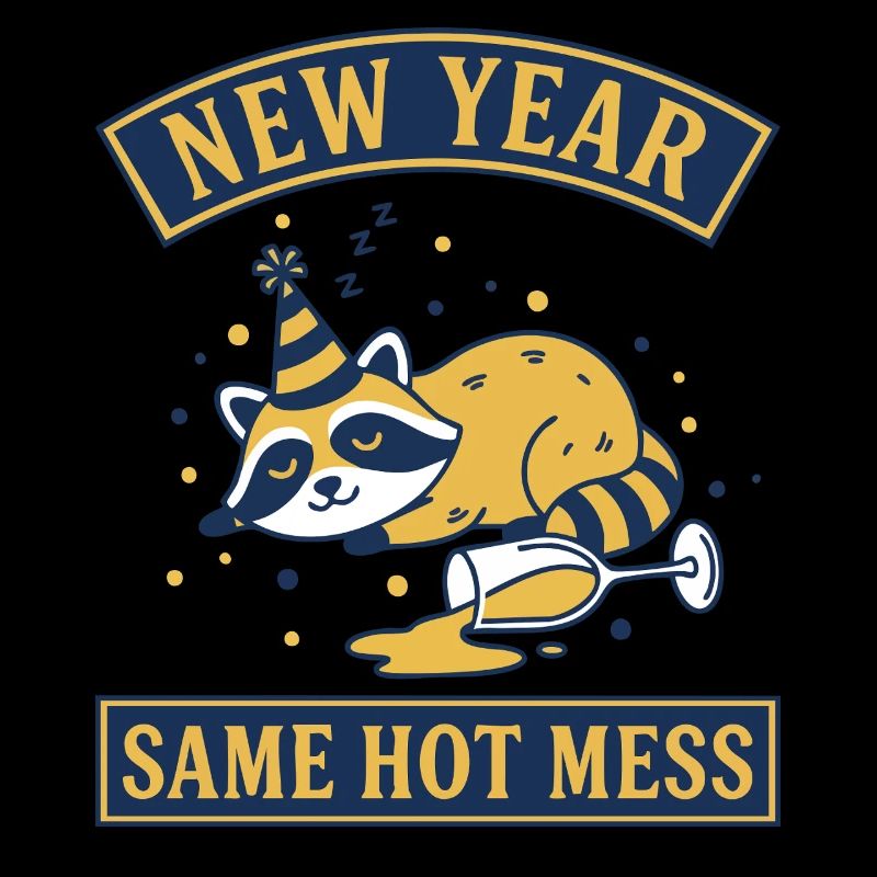 Neujahr Dasselbe Durcheinander Lustiges Waschbärendesign