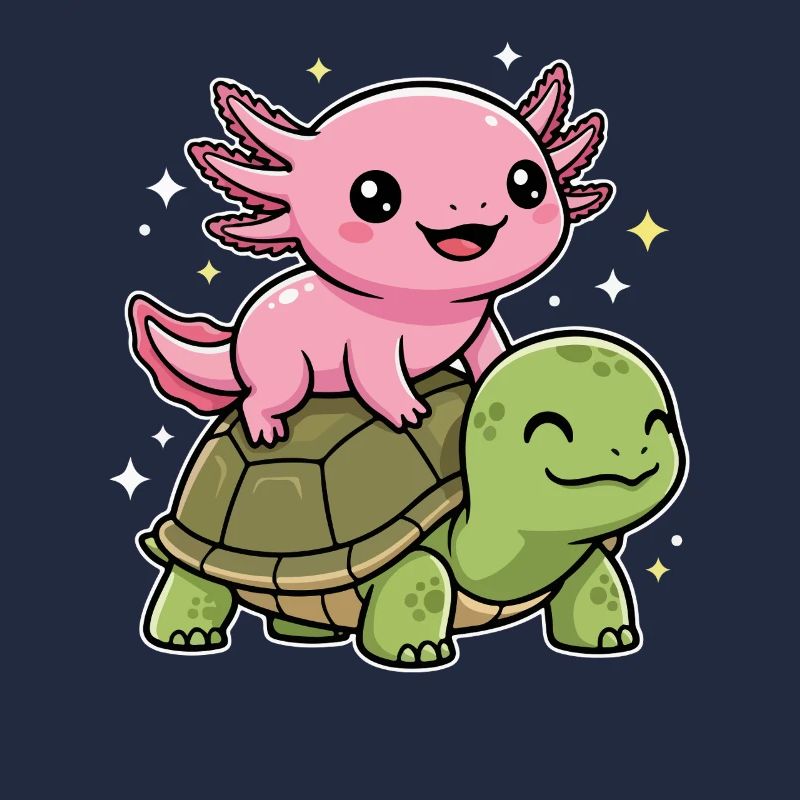 Axolotl and turtle