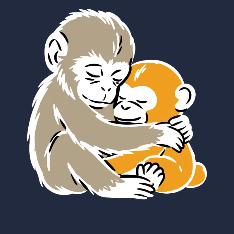 Monkey Hug Duo Illustration