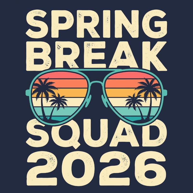 Spring Break Squad 2026 Retro Palm Tree Design