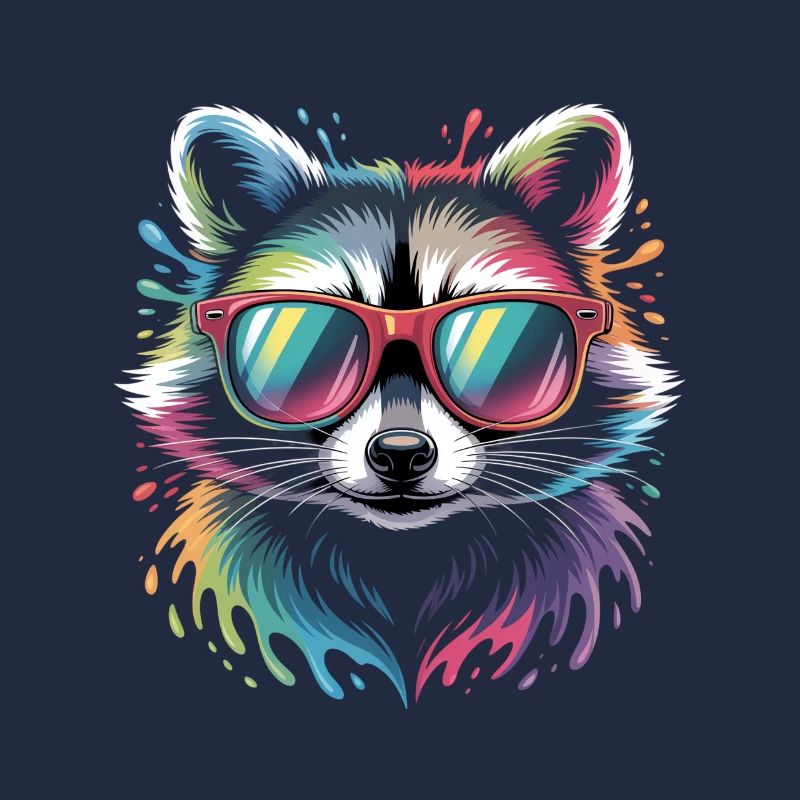 Bunter Waschbär Wasserfarben Spritzer