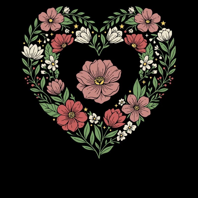 Floral Heart Botanical Bloom Design