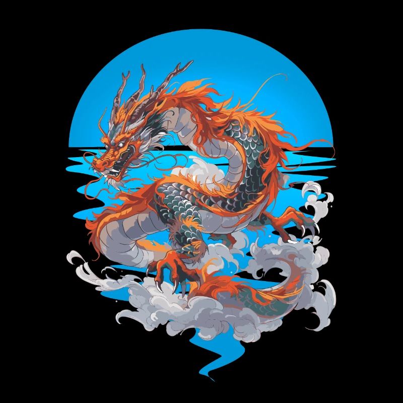 Dragon, Fire, Water, Ocean, Mythical Creature, Fantasy