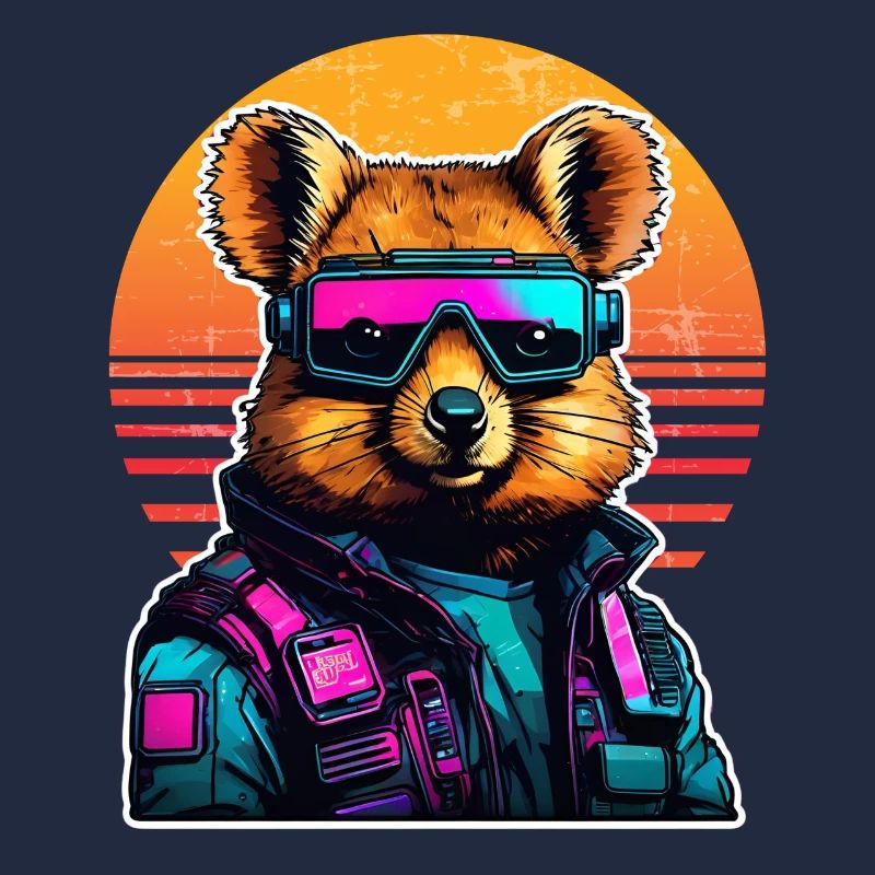 Quokka with hamster cheeks in the sunset