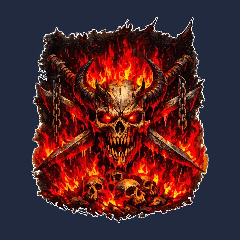 Fire Skull with Horns