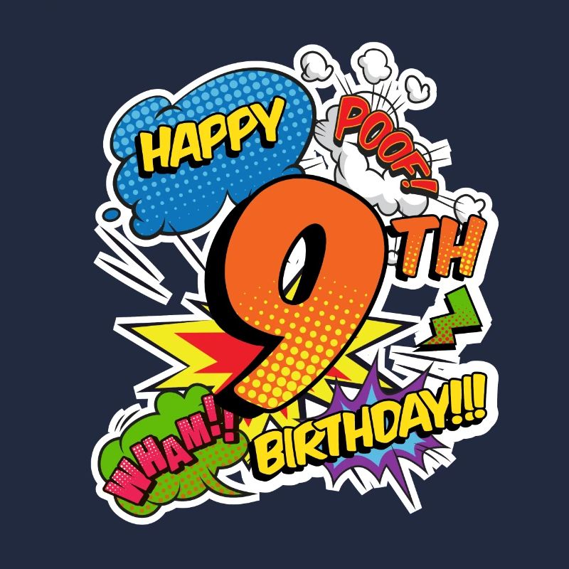 9. Geburtstag Junge Comic-Stil Superhelden