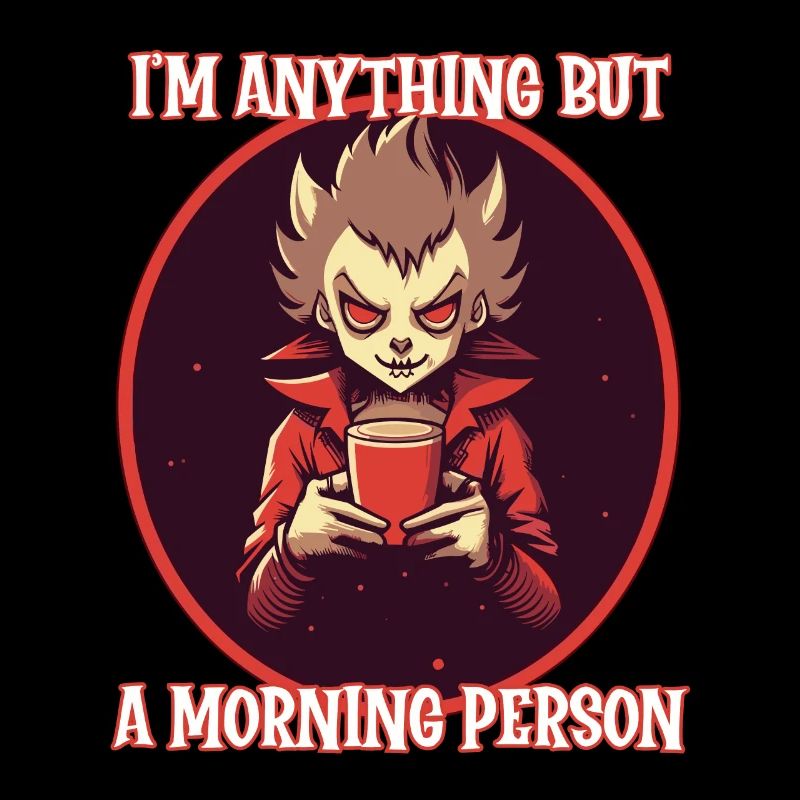 Kawaii vampire drinking Coffee, morning person