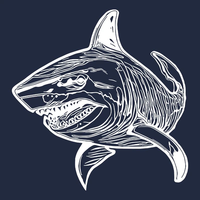 Large vintage oceanic shark with sharp teeth