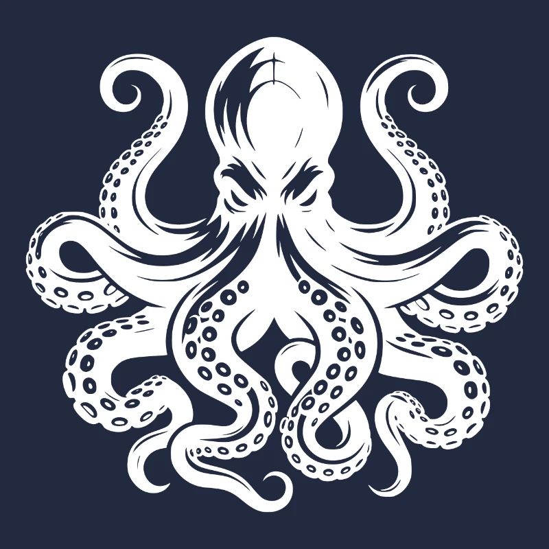 Grim octopus with tentacles and suction cups