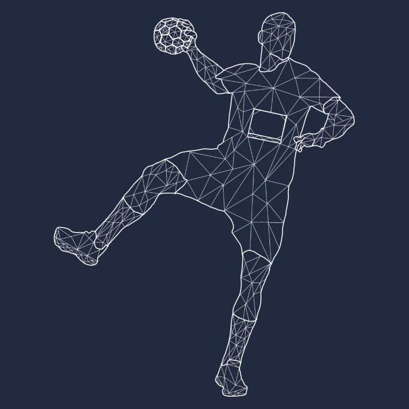 Handball player in jump, white Design