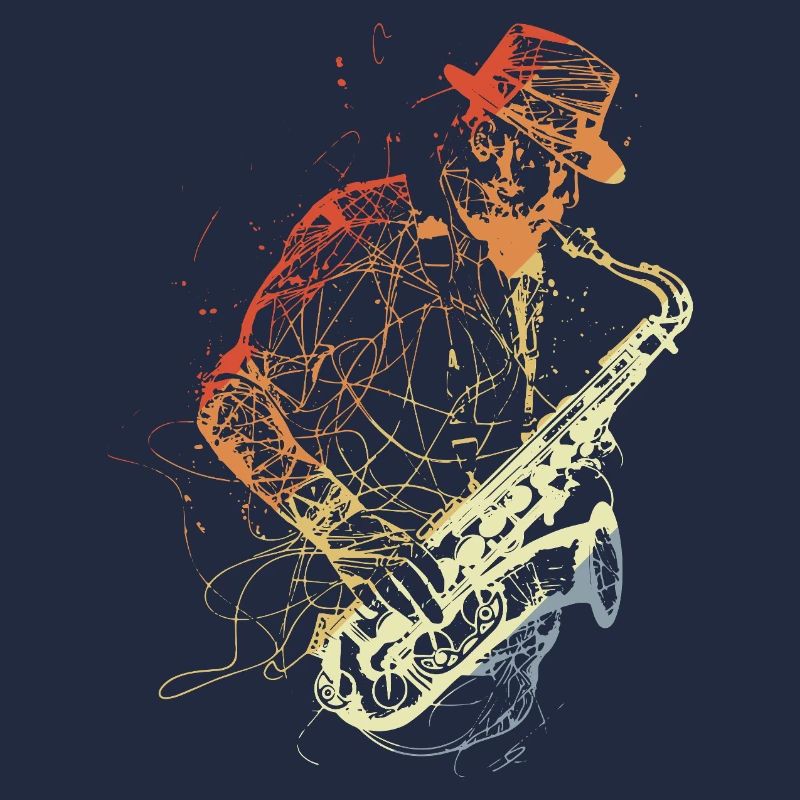 Retro Saxophone Player Drawing